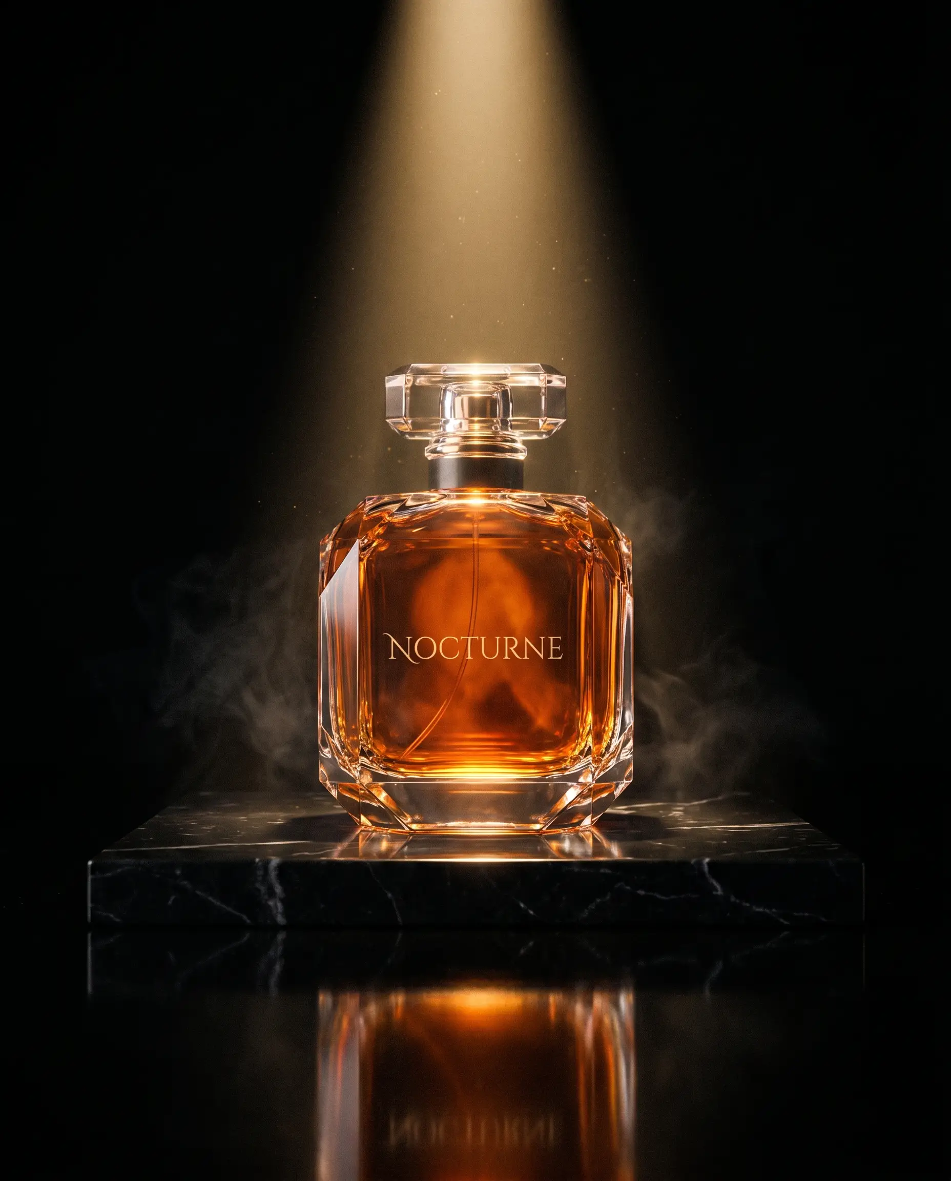 NOCTURNE eau de parfum, crystal flacon in deep shadow.